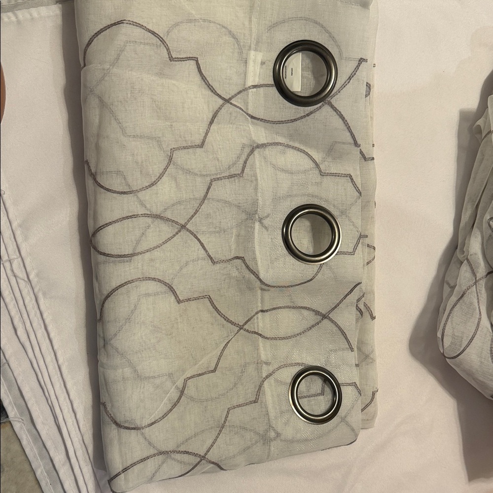 White and Gray Patterned Curtains